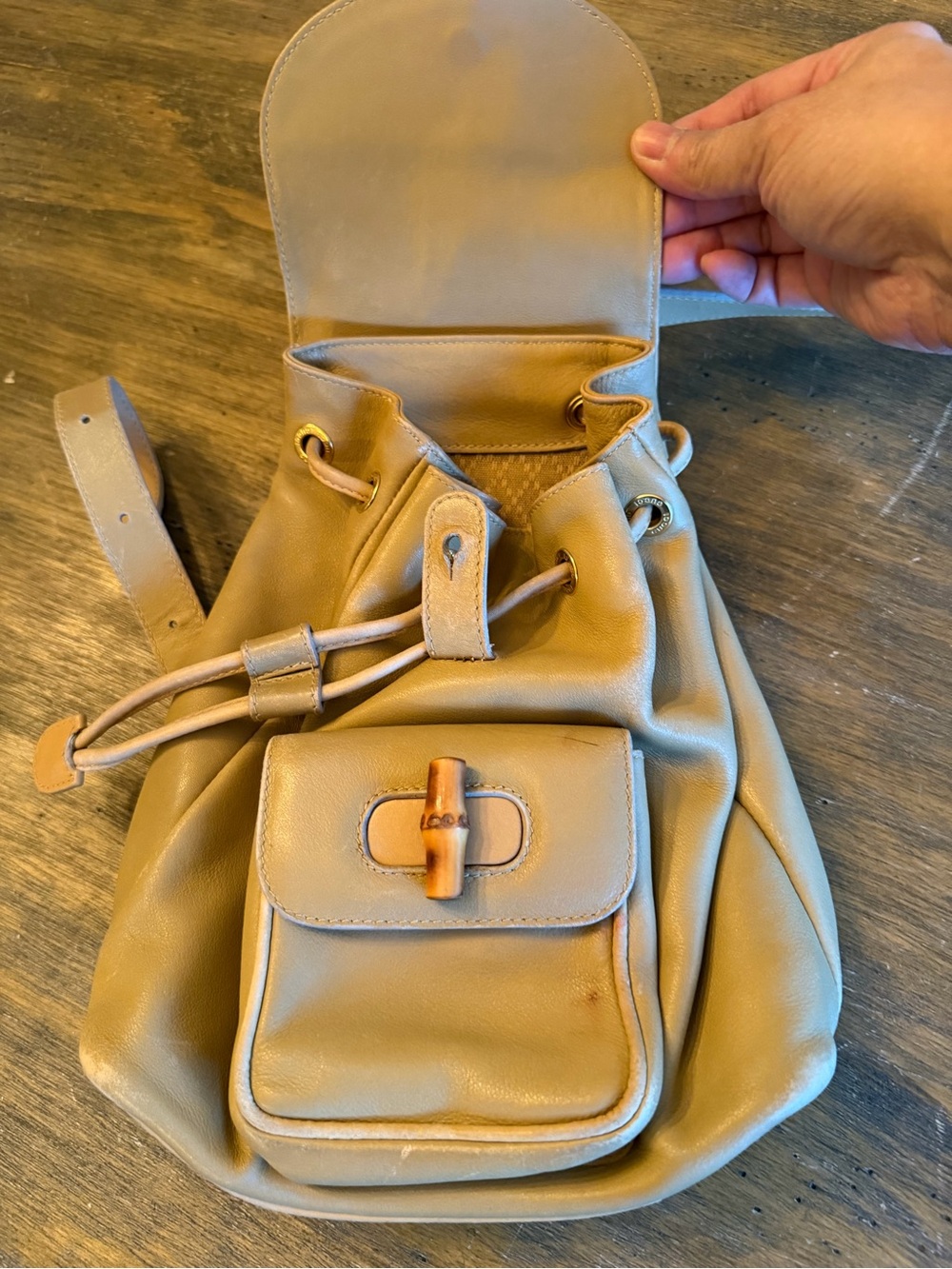 Vintage Gucci Bamboo Mini Drawstring Backpack - Picture 4 of 16